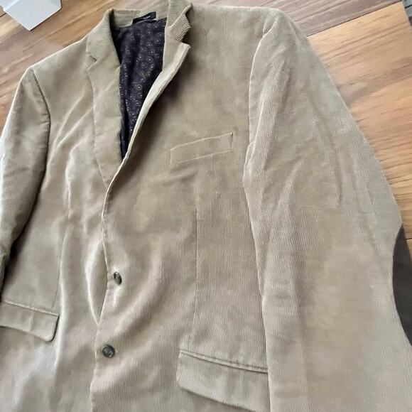 Chaps Tan Corduroy Blazer Size 46 Long Elbow Patches Sport Coat - Picture 14 of 15